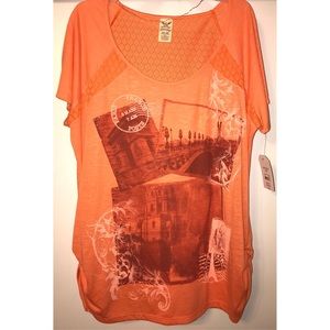 Orange Faded Glory Paris Postage Shirt